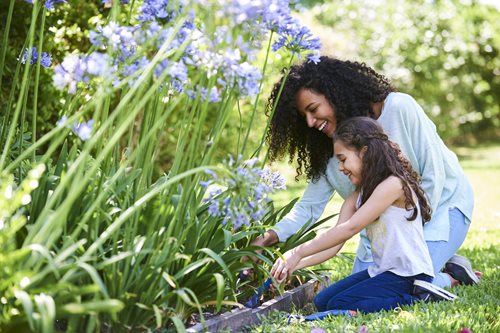 Mother & daughter gardening