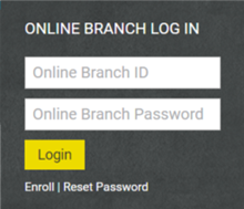 Screenshot of Online Branch Login